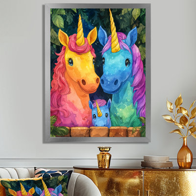 Children Family Of Magic Unicorns I - Unicorns Wall Art Living Room