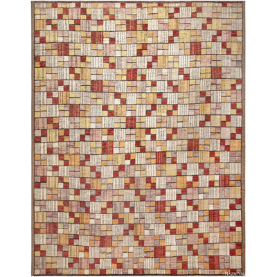 Tapis moderne géométrique aux couleurs chaudes unique en son genre