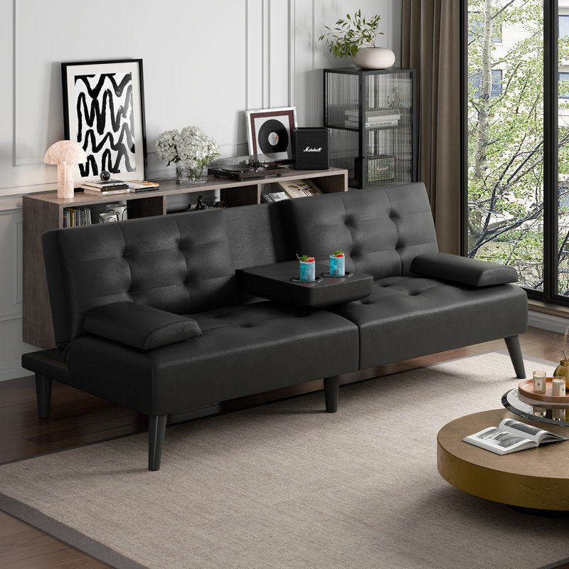 Arjeta  64'' Faux Leather Convertible Futon
