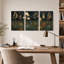 Ensemble de 3 toiles murales représentant des plantes succulentes et des lunes lumineuses sur fond sombre-375535632