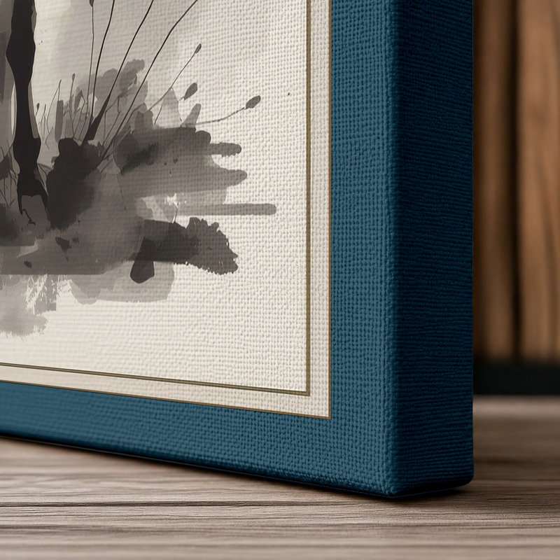 Defiant Donkey Japandi - Wrapped Canvas, 24x16 - 61.0 x 40.6 cm, Teal Border