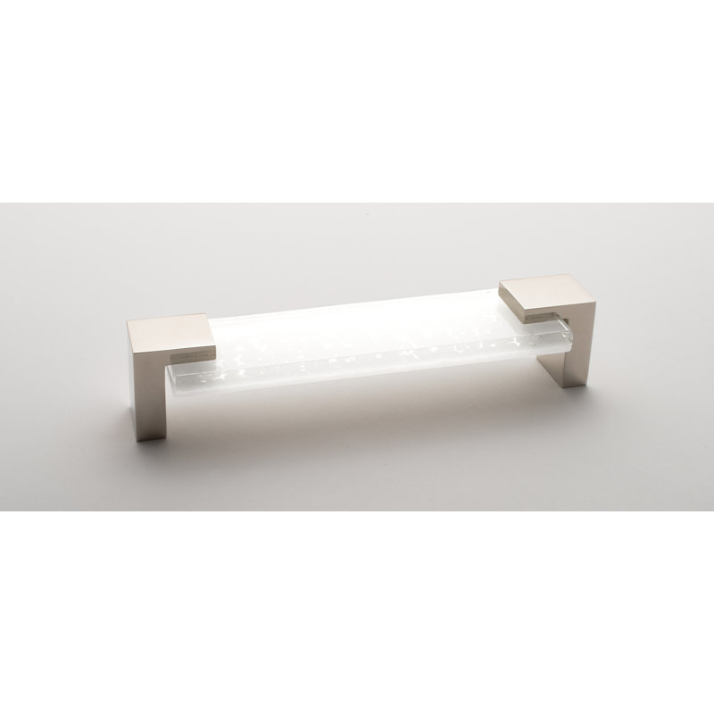 Affinity 5.625" Center to Center Bar Pull, Polished Nickel/White