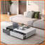 Noir moderne Table basse en marbre blanc avec 2 espaces de rangement - Robuste et amp; Gain de place pour le salon-121049488