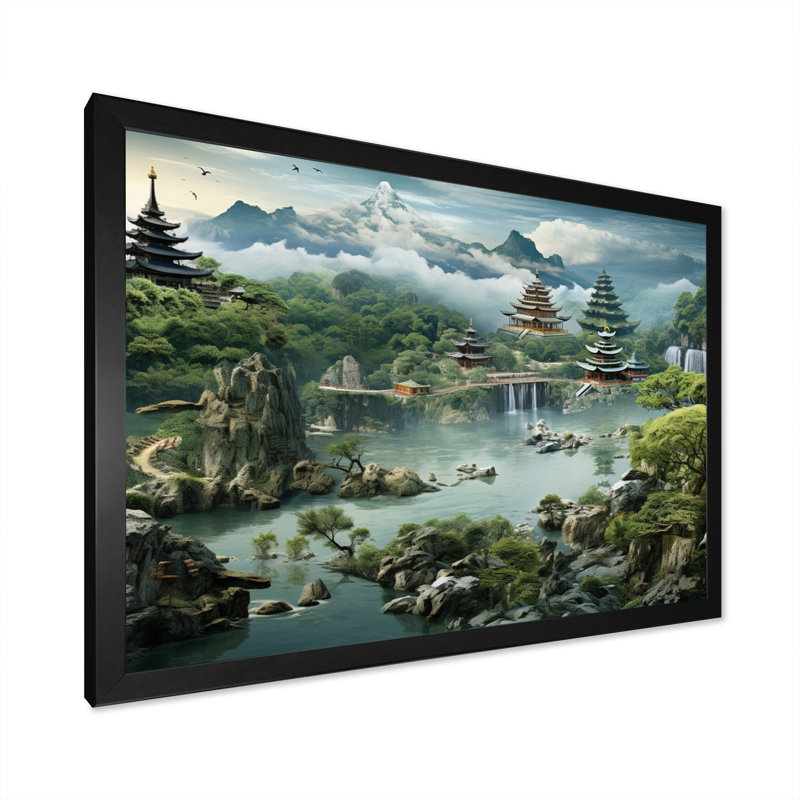 Bekki Asian Art Natures Harmony II, reproduction d'art sur toile, H 34 po x l 44 po x P 1,5 po, Cadre photo noir