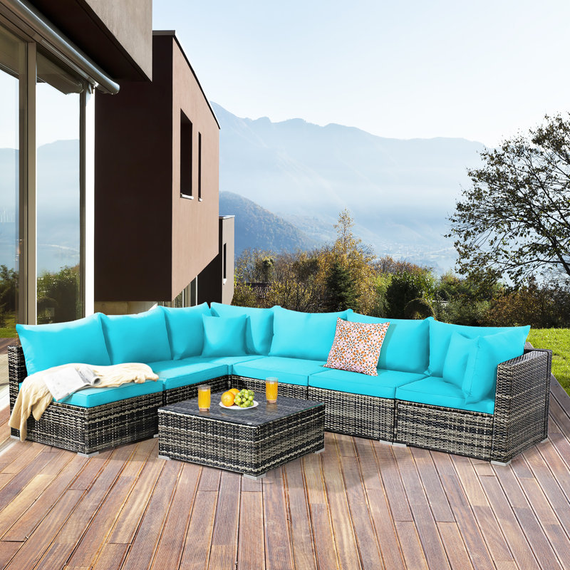 6 - Person Modular Patio Conversation Set with Cushions