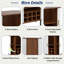 Armoire à vin cannelée avec support à vin à 8 grilles, 5 tablettes réglables à 5 niveaux, 2 porte-verres, 4 espaces de rangement cachés et portes coulissantes-1273156935