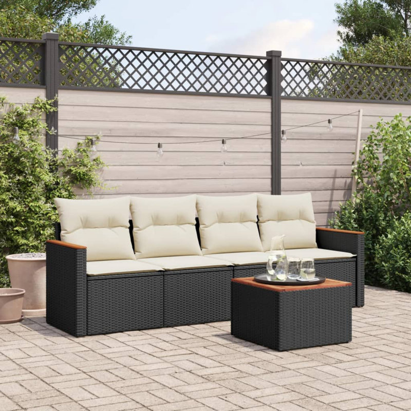 Ensemble de canapé de jardin d'extérieur noir
