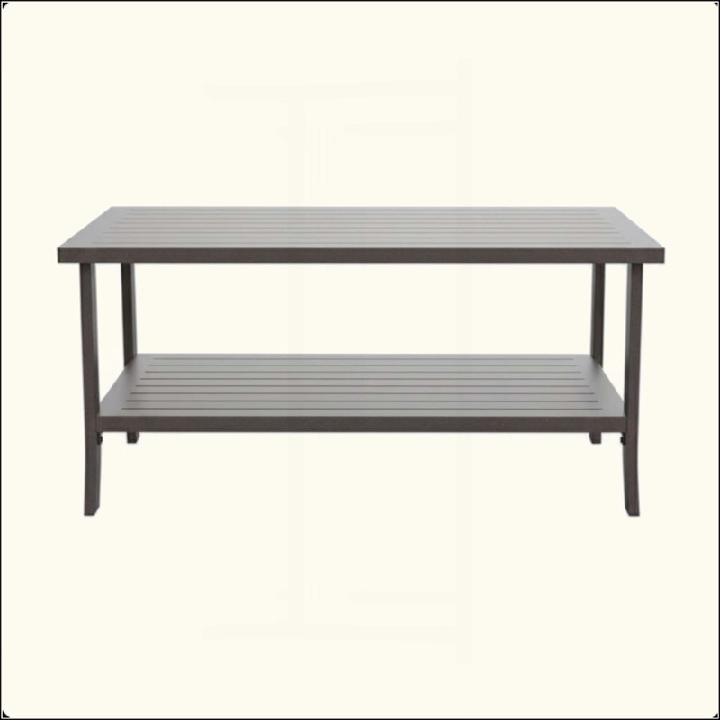 Table basse rectangulaire d'extérieur en métal à 2 niveaux, table d'appoint pour patio résistante à la rouille toutes saisons