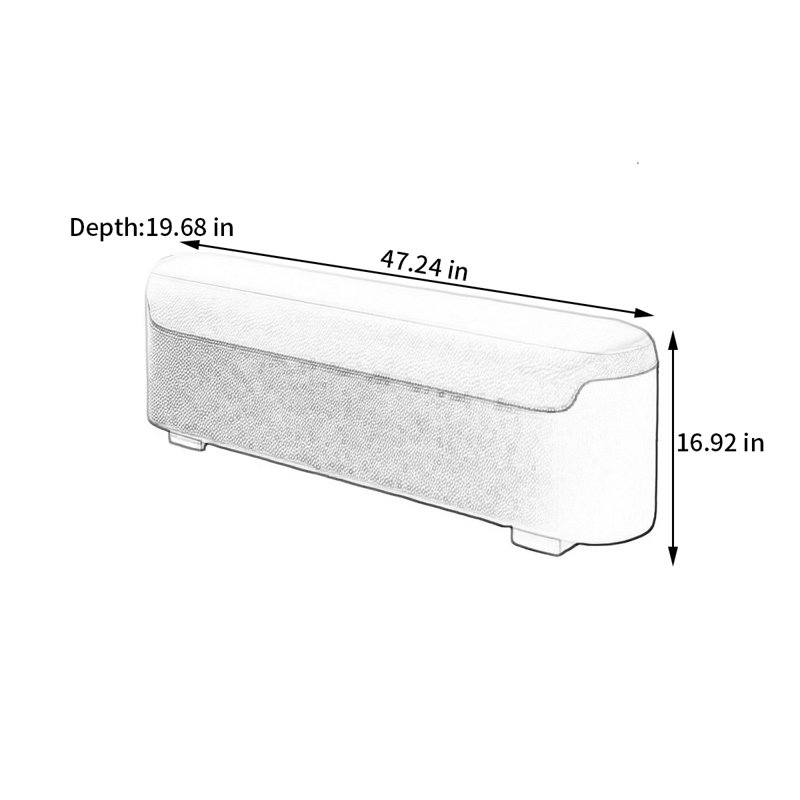 Banc rembourré en cuir Narah,  H 16,92 po x l 47,24 po x P 19,68 po