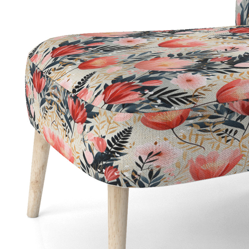 Love In The Wild - Chaise d'appoint rembourrée de style corail et beige Lfower