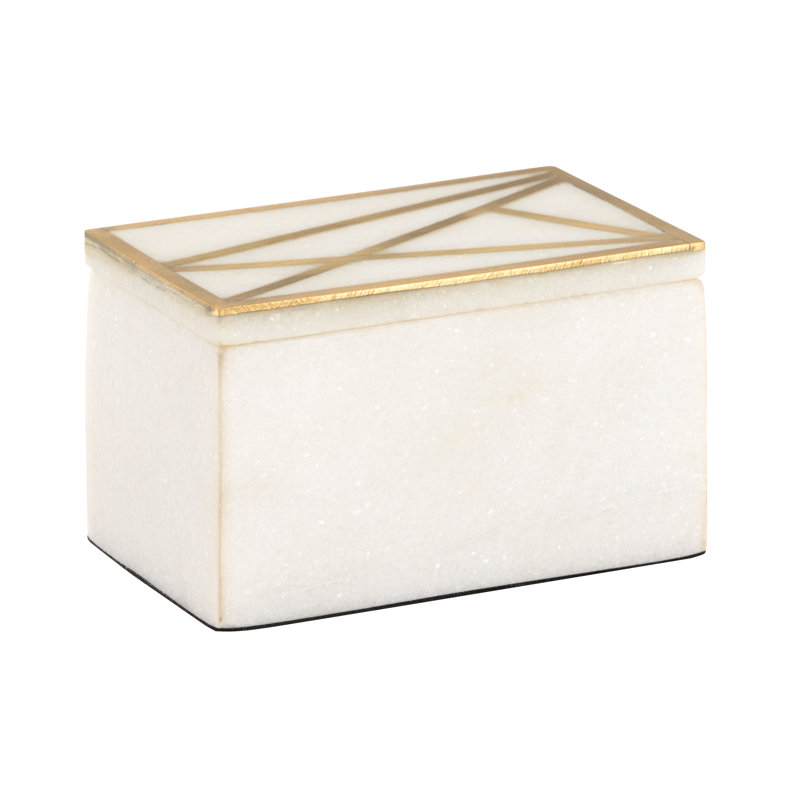 Genesis Alabaster Decorative Box, 3" H x 5" W x 3" D