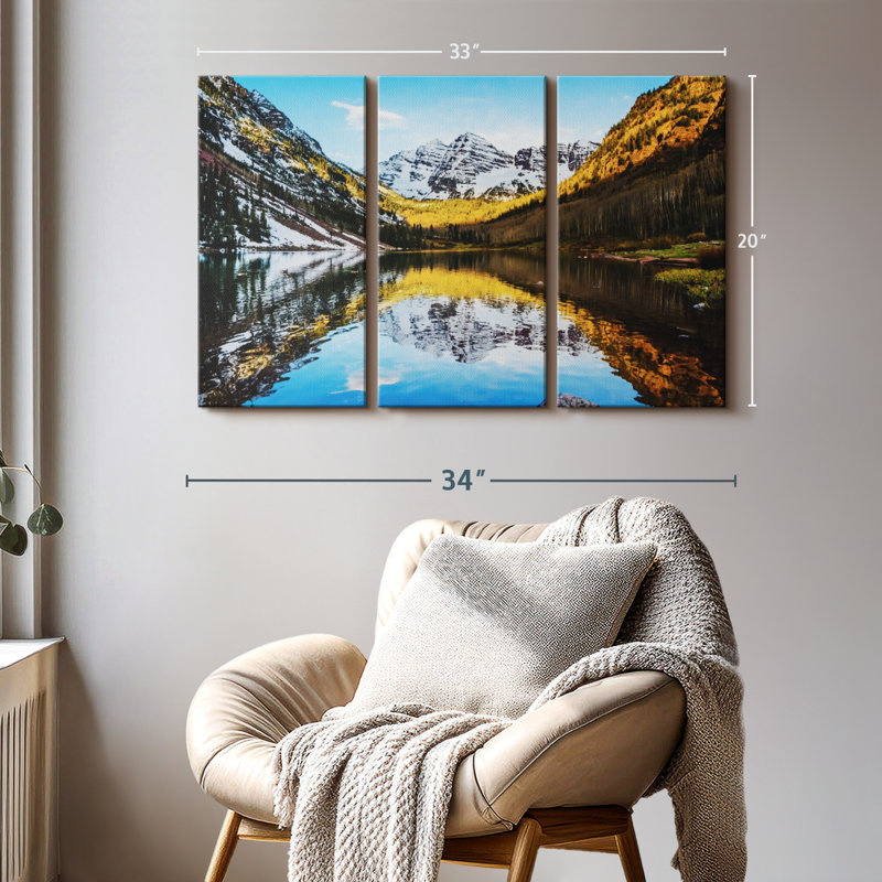 «Maroon Bells Mountain Scene» sur toile, H 20 po x l 33 po x P 1,25 po