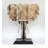 Wooden White Wash Elephant Mask Bust Statue On Stand Sculpture Figurine Home Decor Hand Carved Handmade Accent Handcrafted Decoration Wood-2008789977