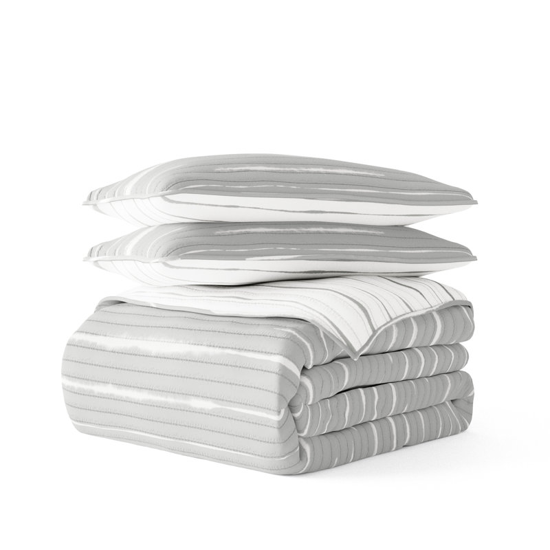 Light Gray Twin Reversible Microfiber Quilt Set with Shams