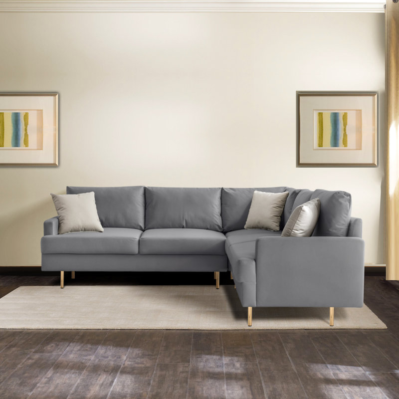 Canapé d'angle en tissu technique convertible Colliton, Similicuir gris foncé