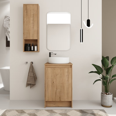 Bellmead 20'' Single Bathroom Vanity Set with Ceramic Sink Top and 12'' Bathroom Wall Cabinet