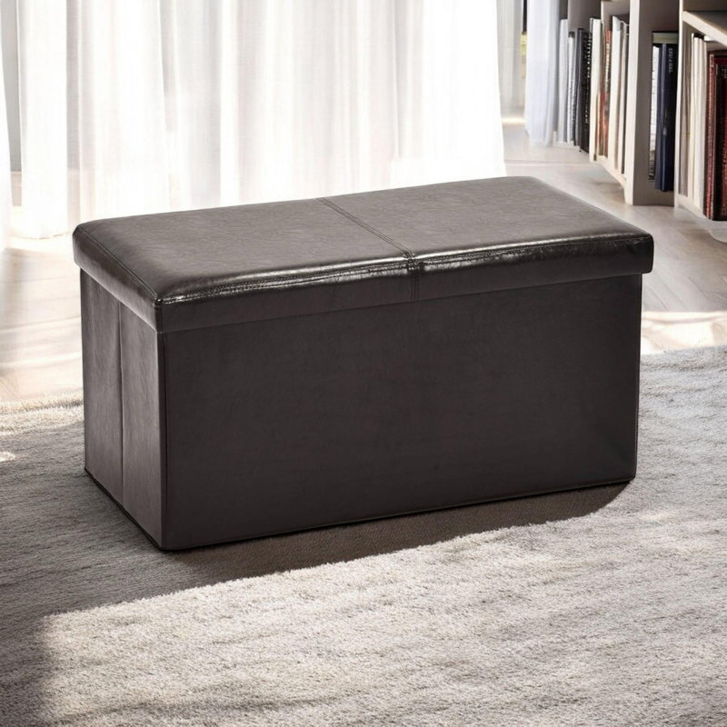 Ensemble de 1 repose-pieds noir pour hall d'entrée, conception élégante et moderne, revêtement en cuir synthétique, idéal pour le salon ou le vestibule, mobilier peu encombrant, fabrication durable, option de rangement polyvalente