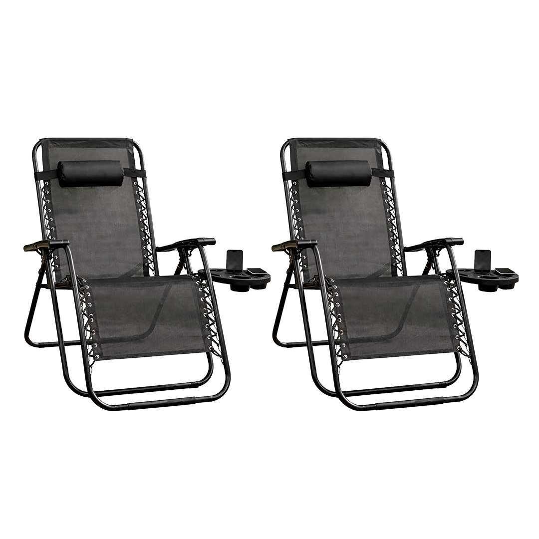 Royalford Unisex Black Zero Gravity Chair Foldable Sun Lounger Steel Pack Of 2 In 120Kg - Image 2