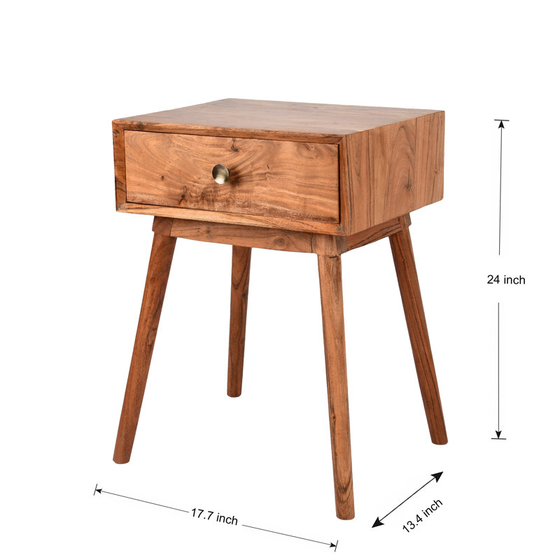 Alana 17.7'' W Solid Wood Nightstand, Natural Color