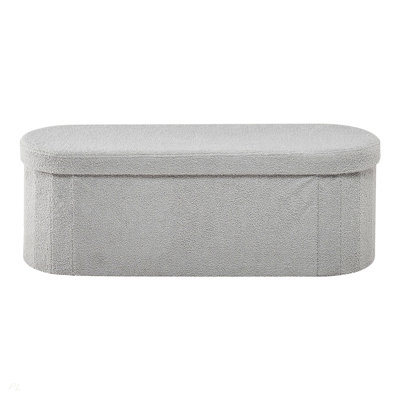 Banc de rangement ovale avec repose-pieds, banc de lit pliant en molleton pliant, commode pliante avec repose-pieds avec grand espace de rangement, supporte 660 lb, pour le salon, la chambre à coucher et le vestibule
