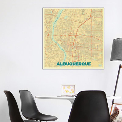 Albuquerque Retro Urban Blueprint Map by Hubert Roguski - Wrapped Canvas Print
