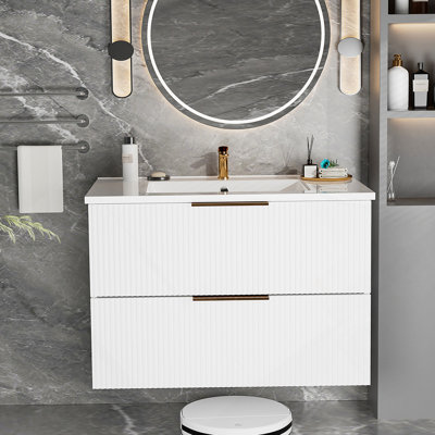 Armoire de salle de bain avec deux tiroirs de rangement