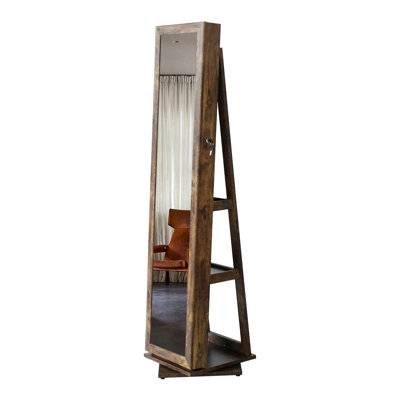 Full Length Mirror 360° Swivel Jewelry Cabinet With Shelves