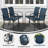 Behrendt 4-Person Patio Dining Set with Square Metal Dining Table and Stackable Textilene Armrest Chairs (Black)-1233579001-1226663678