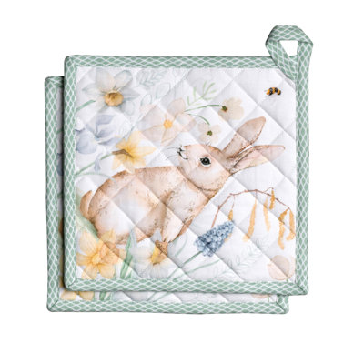 Maison d'Hermine Easter Dew 100% Cotton Pot Holder Set - 8" x 8"