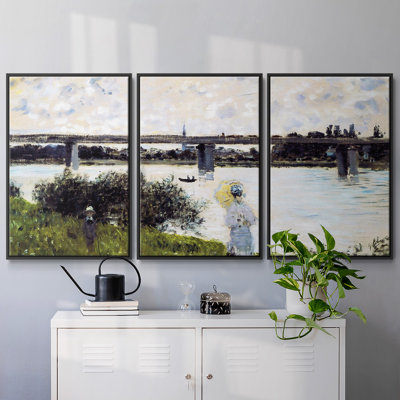 " The Promenade near the Bridge of Argenteuil, 1874 " 3 Piece Art Print
