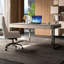 Bureau rectangulaire en pierre frittée avec tiroirs-700306049