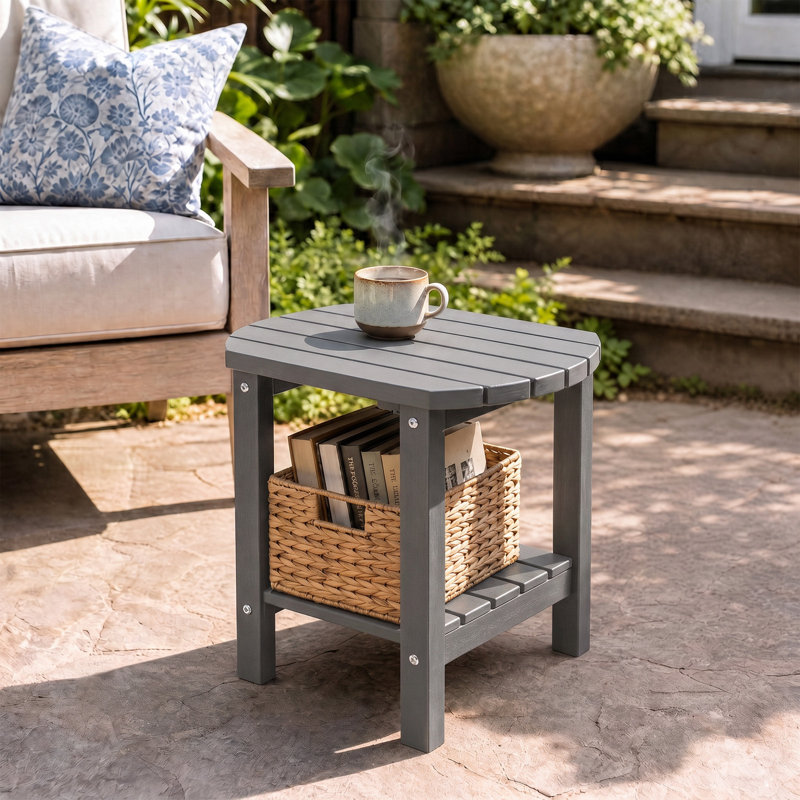Table d'appoint extérieure 17 po 2 niveaux, Gris