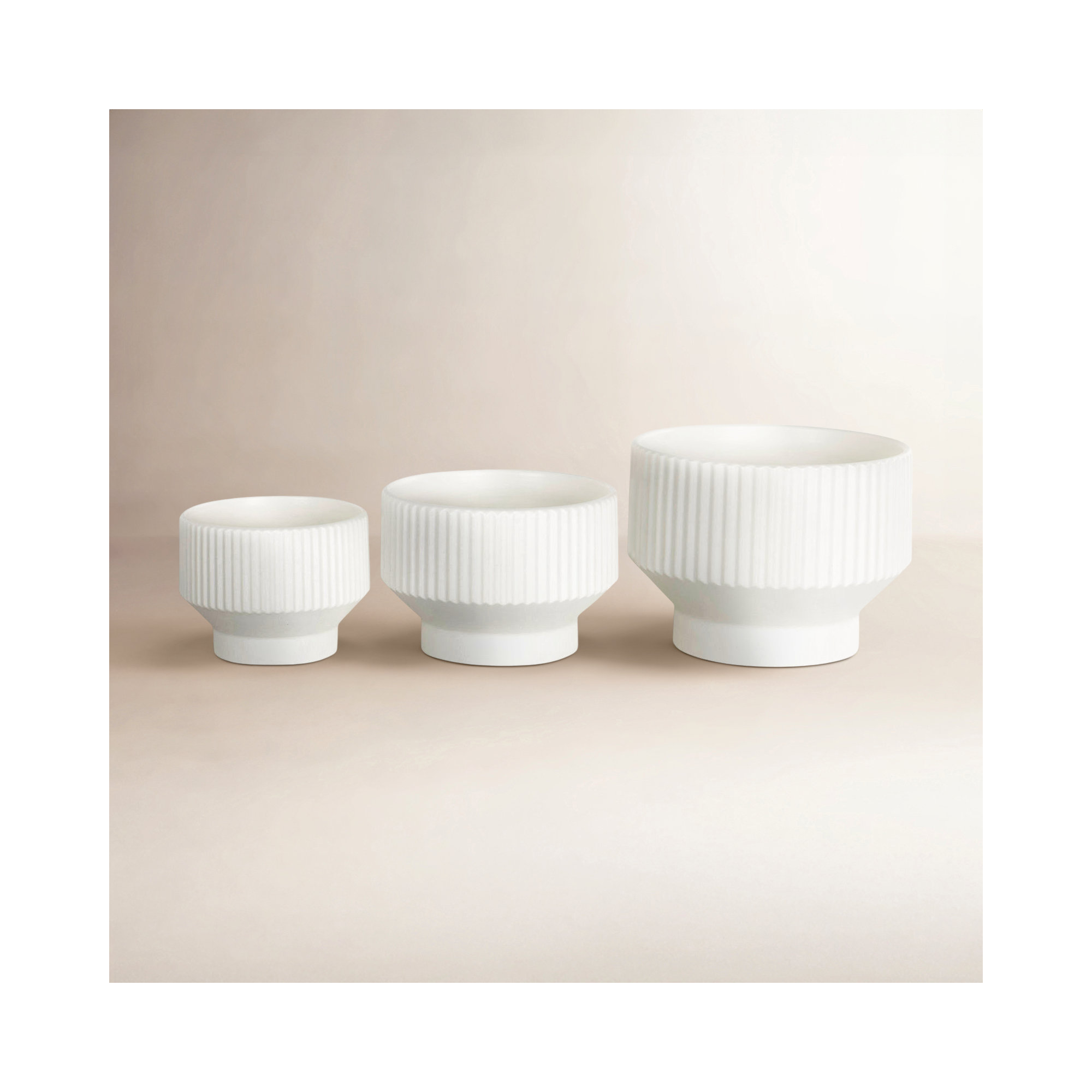 Destina 3-Piece Ceramic Pot Planter Set, White
