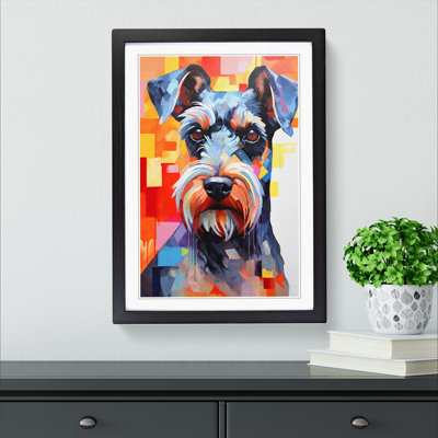 Schnauzer Constructivism - Single Picture Frame Print on Wood