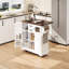 Îlot de cuisine de 54,9 po avec abattant, prise de courant, chariot de rangement de cuisine avec 4 tablettes de porte, portes de grange croisées et porte en verre visuel, îlot de cuisine roulant sur 4 roues pour la cuisine, la salle à manger-540294622
