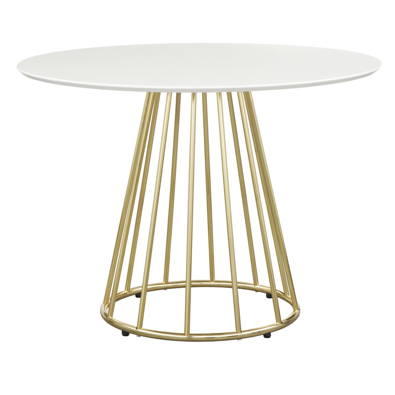 Strathmore Round Metal Base Dining Table, Gold, White