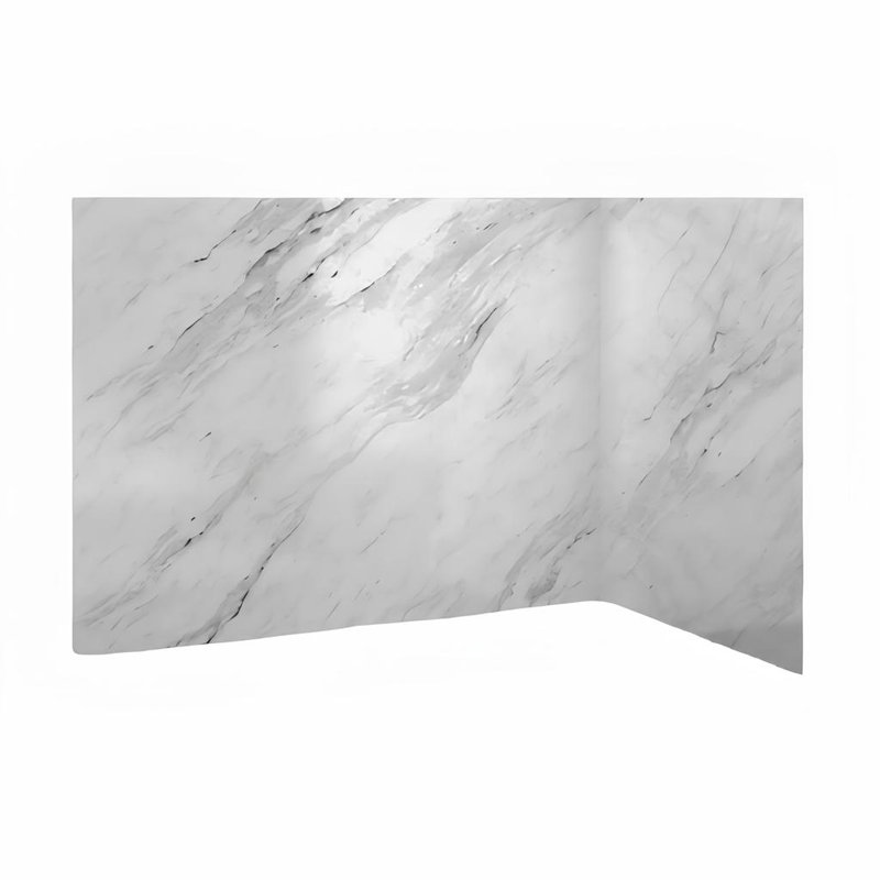 Système de douche en marbre lisse Calcutta avec siège moulé l 60 po x P 36 po x H 96 po, Right