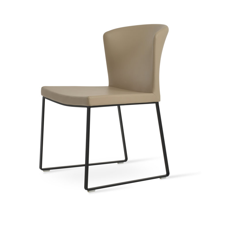 Capri 18'' H Upholstered Metal Side Chair, Wheat, Black