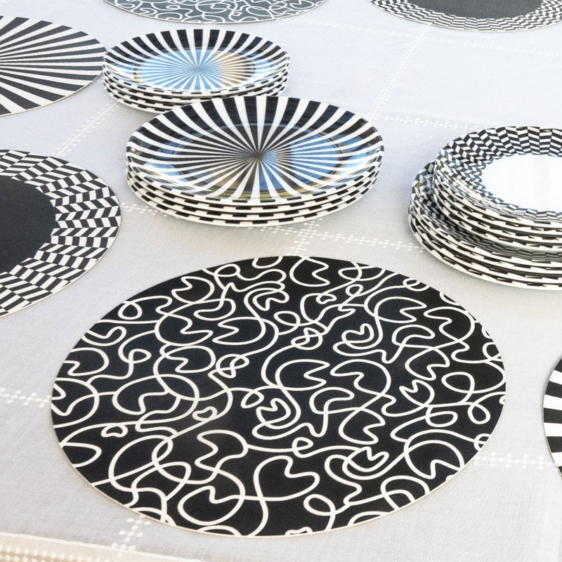 Assiette plate B&W Squiggly