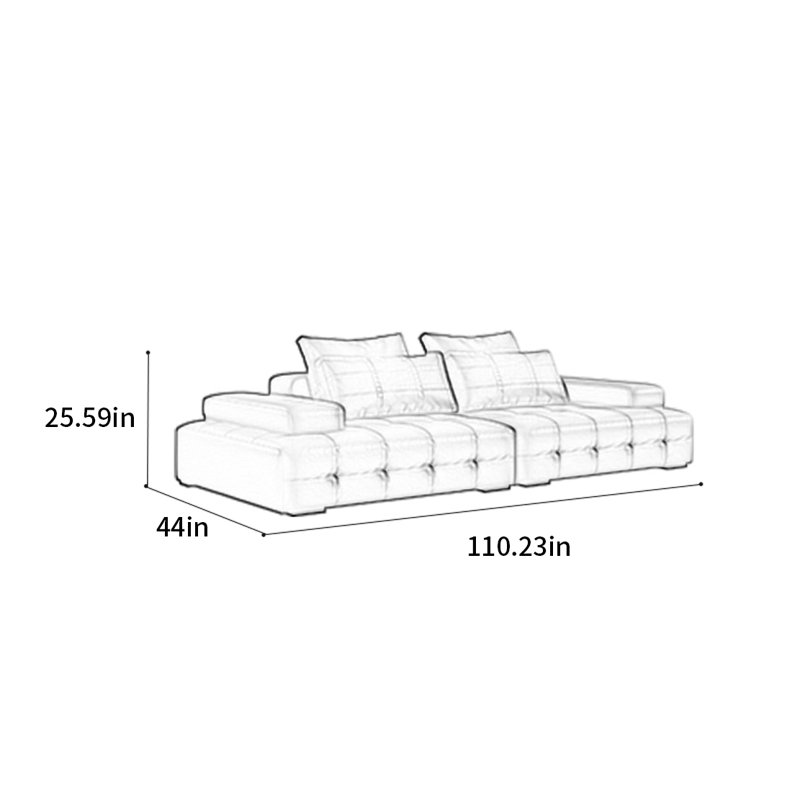 Canapé droit italien, H 25,59 po x l 110,23 po x P 44 po, 4