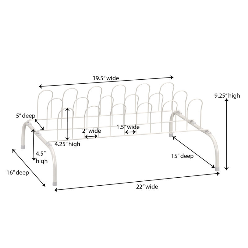 9‑Pair Metal Wire Shoe Rack Vertical Free‑Standing Organizer /Off‑, White