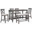 Ensemble de 6 tables de salle à manger à hauteur de comptoir avec 4 chaises et un banc-115300464