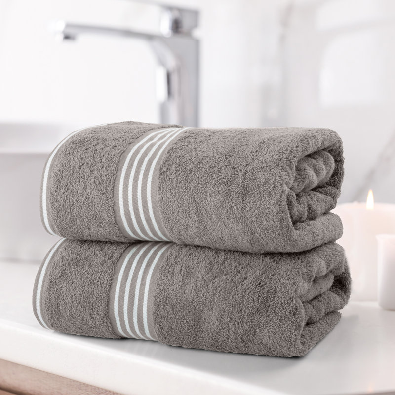 Serviettes de bain Lavish Home - Ensemble de serviettes 100% coton 2 pièces 500 g / m² - Serviettes de bain à séchage rapide extra larges 35 x 70 po - Draps de bain absorbants pour salle de bain