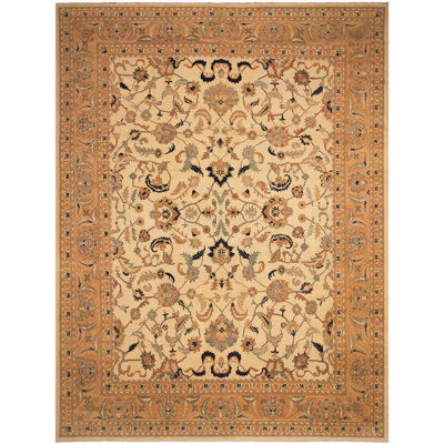 Kellyanna One-of-a-Kind 12'10'' x 17'6'' 1990s Area Rug in Ivory/Orange by Arshs Fine Rugs