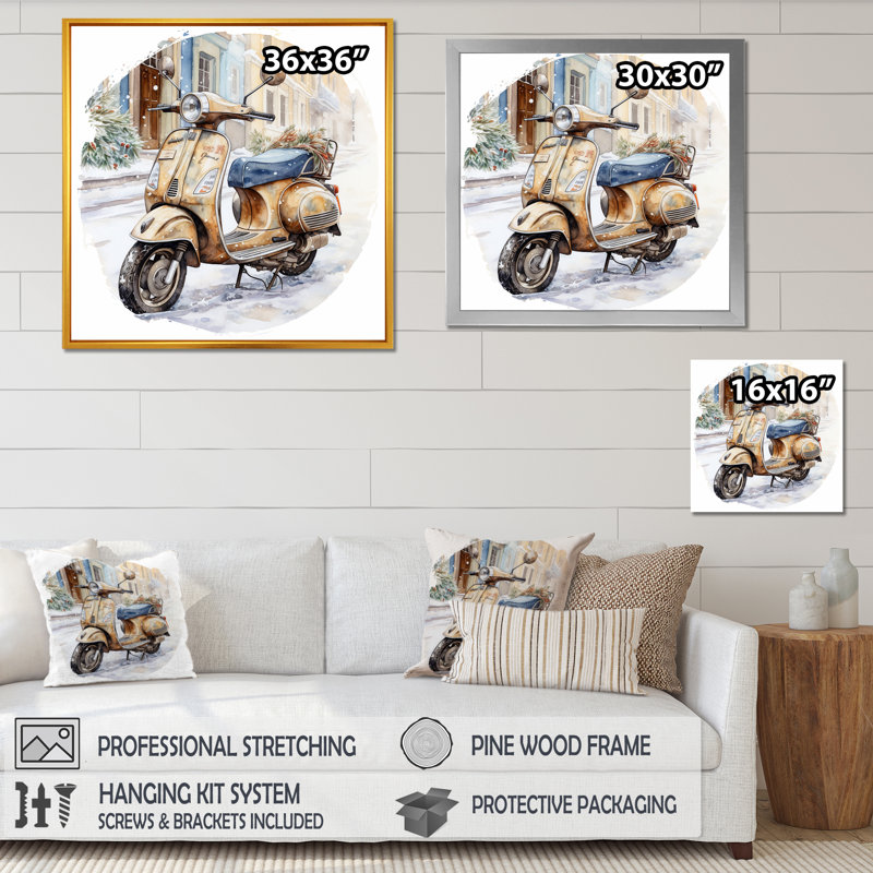 «Scooter Charm In Winter I», reproduction d'art sur toile, H 36 po x l 36 po x P 1,5 po, Toile tendue