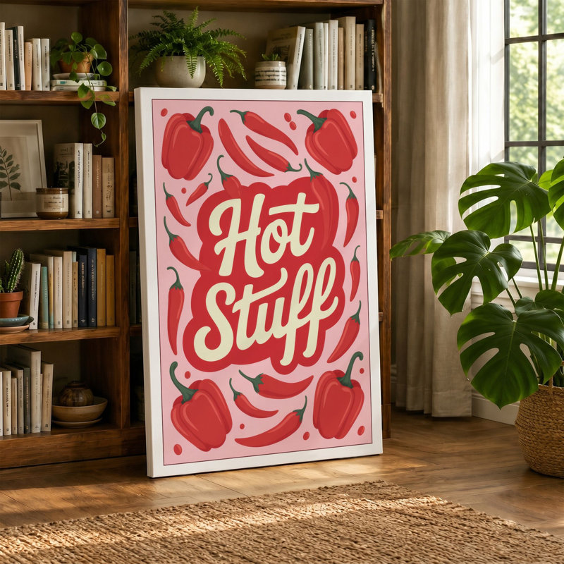Hot Stuff Retro - Wrapped Canvas, 24x16 - 61.0 x 40.6 cm, Teal Border