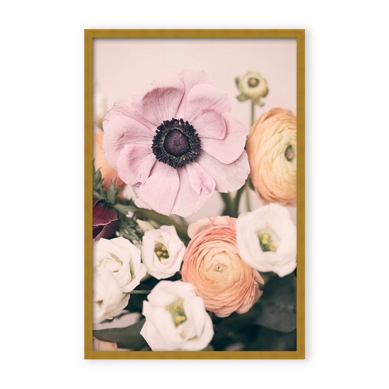 Nature Inspired Pastel Bouquet by  - Picture Frame Photograph on Paper, 48" H x 32" W x 1.125" D, Black, Framed Matted Print