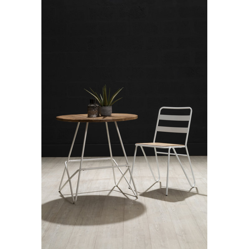 Ingle Round Solid Wood Top Metal Base Dining Table