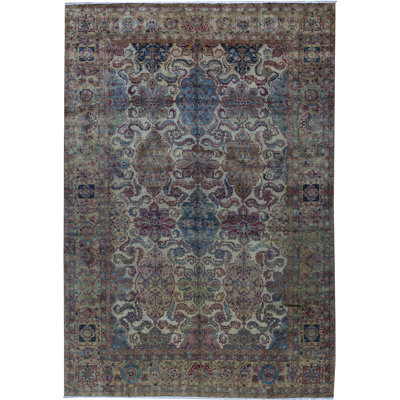 Tapis ivoire et doré noué à la main de haute qualité