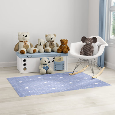 Arranjeet Machine Washable Blue Indoor Rug